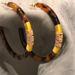 New! Boho Tortoise Shell Resin Round Hoop Earrings